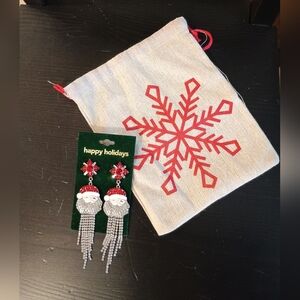 Santa earrings and Snowflake bag